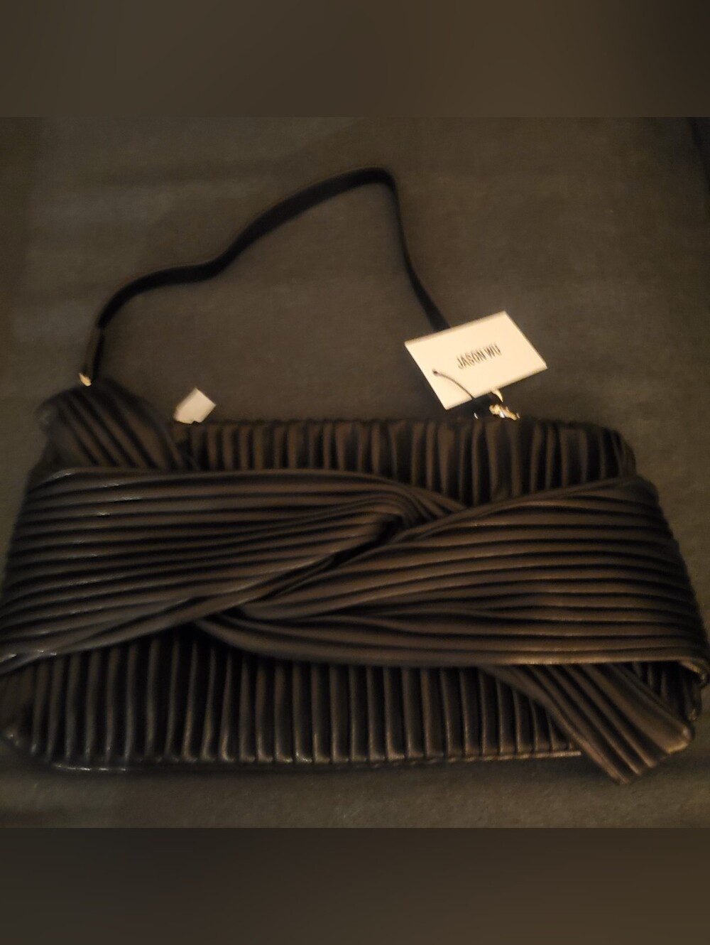 Jason Wu Black Pleated Knot Shoulder Bag/ Clutch Purse